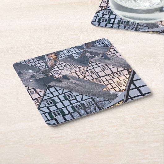 Hälfte-gezimmerte Häuser in Freudenberg, Rechteckiger Pappuntersetzer (angewinkelt)