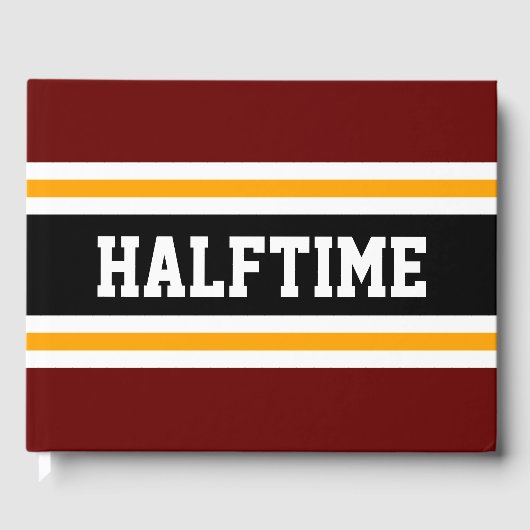 HALFTIME Athletic Bold Red Black Party Streifen Gästebuch (Vorderseite)