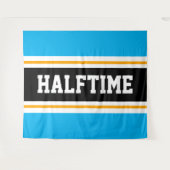 HALFTIME Athletic Bright Sky Blue Black Stripes Wandteppich (Vorderseite (Horizontal))