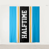 HALFTIME Athletic Bright Sky Blue Black Stripes Wandteppich (Vorderseite)