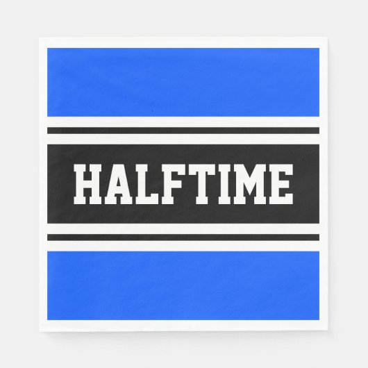 HALFTIME Bright Blue Schwarz-weiß Racing Streifen Serviette (Vorderseite)