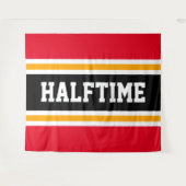 HALFTIME Fett Sporty Bright Red Black Stripes Wandteppich (Vorderseite (Horizontal))
