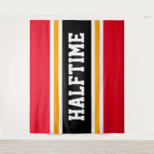 HALFTIME Fett Sporty Bright Red Black Stripes Wandteppich (Vorderseite)