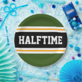 HALFTIME Forest Green Schwarz-weiß Gelbe Streifen Pappteller (Party)