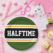 HALFTIME Forest Green Schwarz-weiß Gelbe Streifen Pappteller (Party)