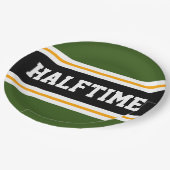 HALFTIME Forest Green Schwarz-weiß Gelbe Streifen Pappteller (Schrägansicht)