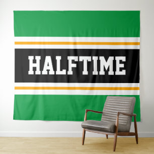 HALFTIME Fun Athletic Bright Green Black Streifen Wandteppich