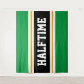HALFTIME Fun Athletic Bright Green Black Streifen Wandteppich (Vorderseite)