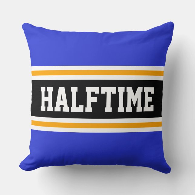 HALFTIME Fun Navy Blue Yellow Black Sporpes Kissen (Vorderseite)