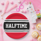 HALFTIME Helle Red Schwarz-weiß Football Strips Pappteller (Party)