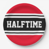 HALFTIME Helle Red Schwarz-weiß Football Strips Pappteller (Vorderseite)