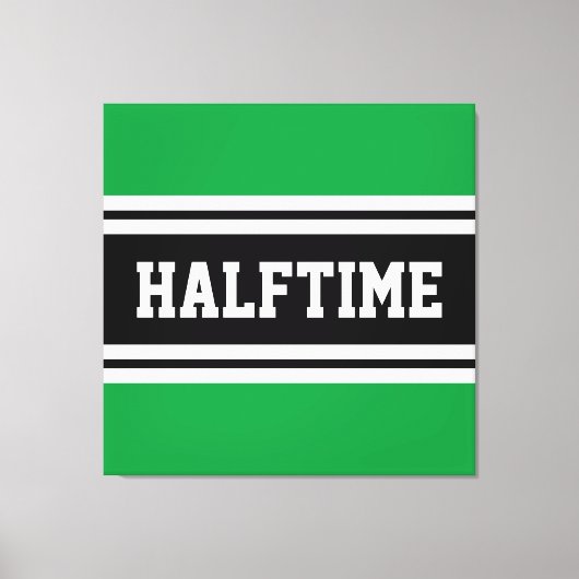 HALFTIME Kelly Green Schwarz-weiß Racing Streifen Leinwanddruck (Vorderseite)