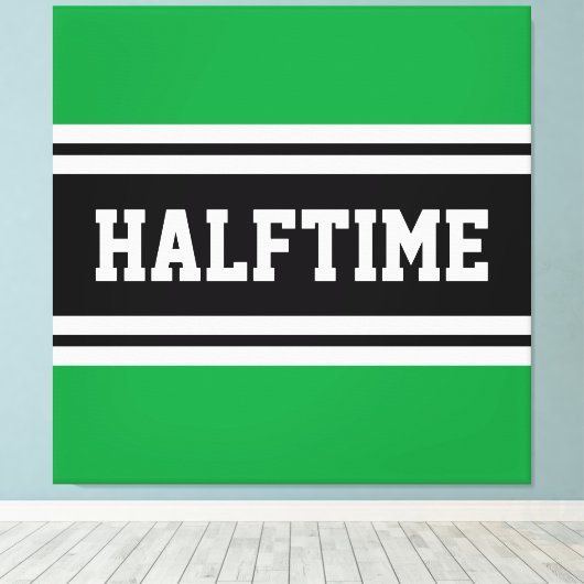 HALFTIME Kelly Green Schwarz-weiß Racing Streifen Leinwanddruck (Insitu (Holzboden))