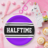 HALFTIME Lila Schwarz-weiße Racing Streifen Pappteller (Party)