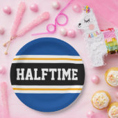 HALFTIME Schwarz-weiß-gelbe Party Streifen Pappteller (Party)