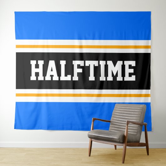 HALFTIME Spaß Athletic Bright Blue Black Stripes Wandteppich (Beispiel (Horizontal))