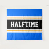 HALFTIME Spaß Athletic Bright Blue Black Stripes Wandteppich (Vorderseite (Horizontal))