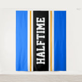 HALFTIME Spaß Athletic Bright Blue Black Stripes Wandteppich (Vorderseite)