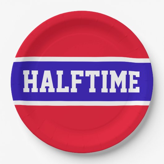 HALFTIME Sporty Bright Red White Navy Blue Streife Pappteller (Vorderseite)