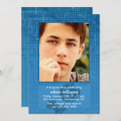 Halftone Blue Foto Einladung (Vorne/Hinten)