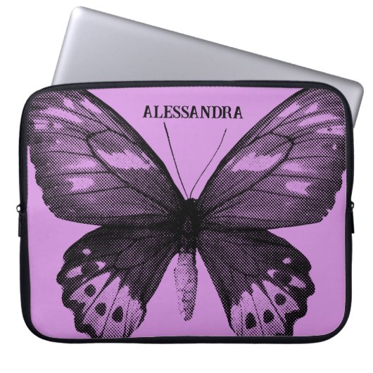 Halftone Butterfly Laptop-Sieb - Lavendel Person Laptopschutzhülle (Vorderseite)