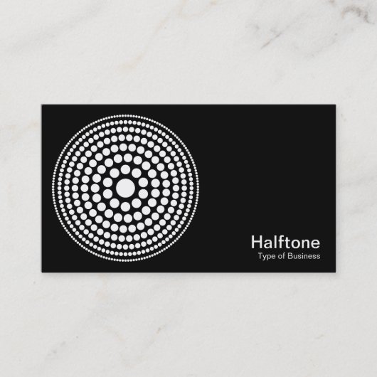 Halftone Circle 01 - Weiß auf Schwarz Visitenkarte (Vorderseite)