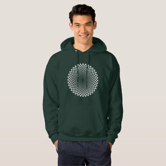 Halftone Circle 02 - White on Dark Hoodie (Vorne ganz)