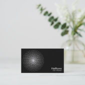Halftone Circle 03 - Weiß auf Schwarz Visitenkarte (Stehend Vorderseite)
