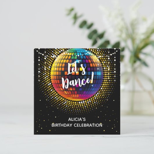 Halftone Disco Zum Geburtstag einladen (Stehend Vorderseite)