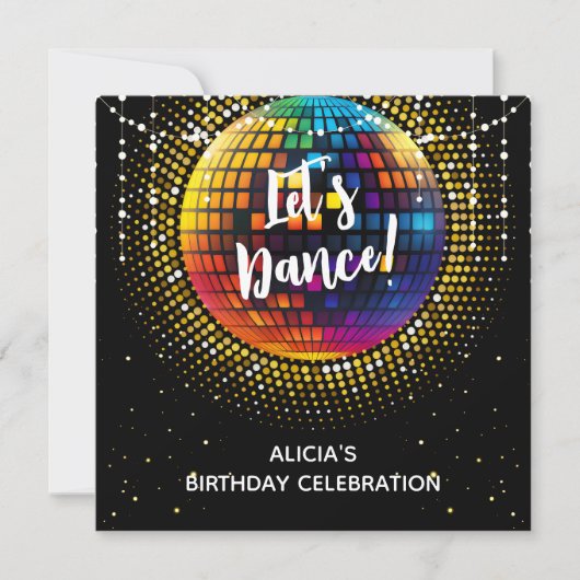 Halftone Disco Zum Geburtstag einladen (Vorderseite)