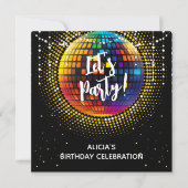 Halftone Disco Zum Party zum Geburtstag Einladung (Vorderseite)