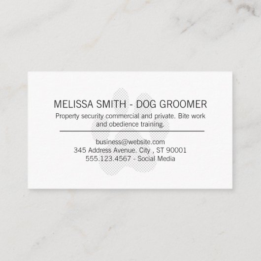 Halftone Dog Paw Visitenkarte (Rückseite)