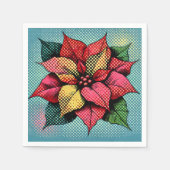 Halftone Dots Pop Art Poinsettia Découpage Napkins Serviette (Vorderseite)