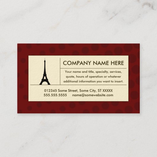Halftone-eiffel Visitenkarte (Vorderseite)