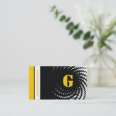 Halftone monogramm schwarz-gelbe Visitenkarten Visitenkarte (Stehend Vorderseite)