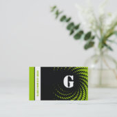 Halftone monogramm schwarz-grüne Visitenkarten Visitenkarte (Stehend Vorderseite)