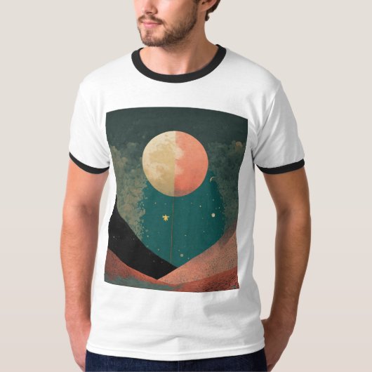 Halftone Moon Design T-Shirt (Vorderseite)