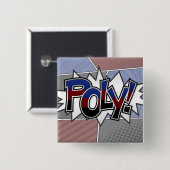 Halftone Poly Pride Typografie mit Flag Button (Vorne & Hinten)