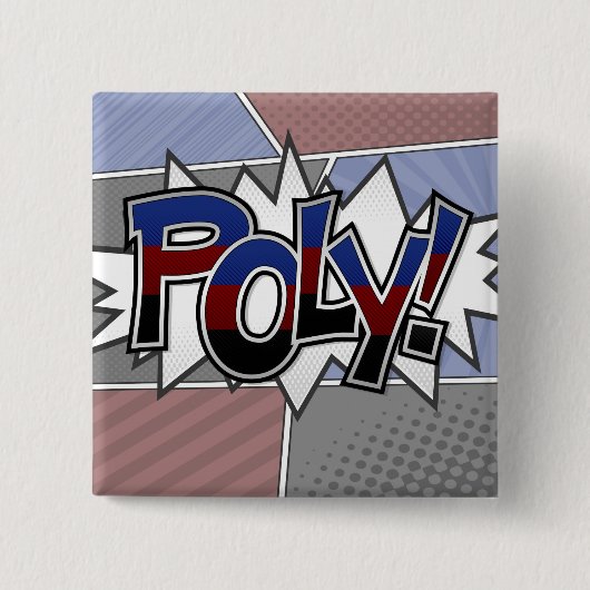 Halftone Poly Pride Typografie mit Flag Button (Vorderseite)