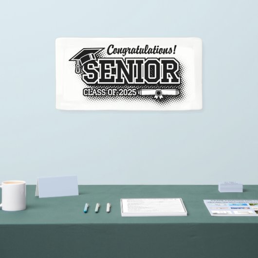 Halftone Retro Glückwunschs Senior Class of 2025 Banner (Messe)