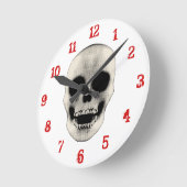 Halftone Schädel: Wall-Uhr Runde Wanduhr (Winkel)