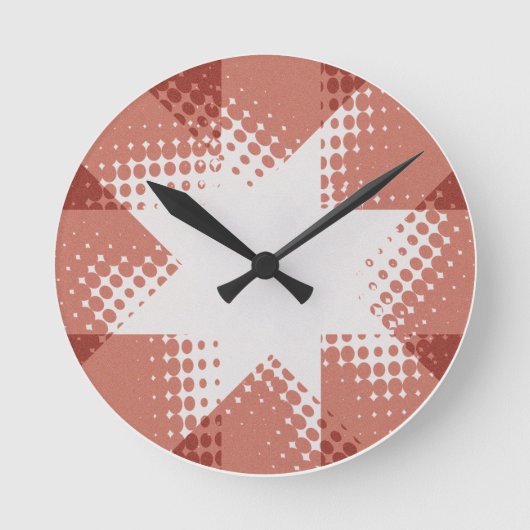 Halftone Star Clock Runde Wanduhr (Vorderseite)