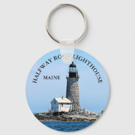 Halfway Rock Lighthouse, Maine Button Schlüsselanh Schlüsselanhänger