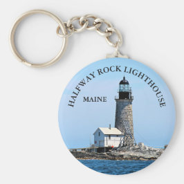 Halfway Rock Lighthouse, Maine Button Schlüsselanh Schlüsselanhänger