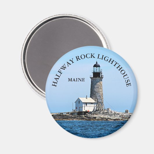 Halfway Rock Lighthouse, Maine Round Magnet (Vorderseite/Rückseite)