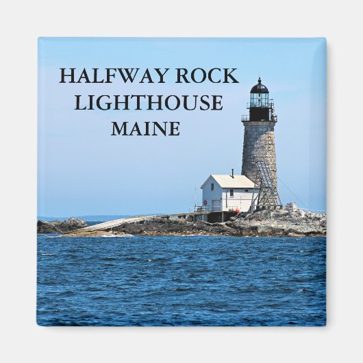 Halfway Rock Lighthouse, Maine Square Magnet (Vorne)