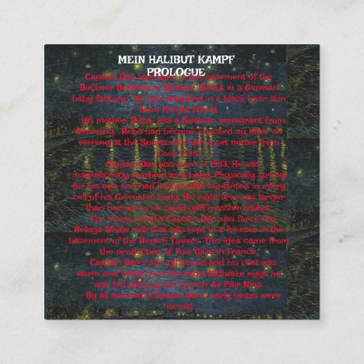 Halibut Kampf Captain Dans Prolog Begleitkarte (Rückseite)