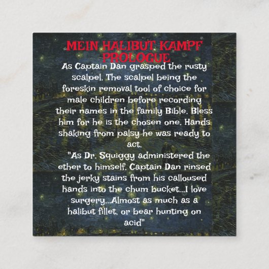 Halibut Kampf Captain Dans Prolog Begleitkarte (Rückseite)