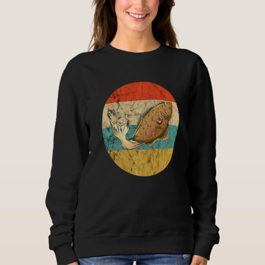 Halibut Retro Vintag Halibut Fischen Halibutfisch Sweatshirt (Vorderseite)