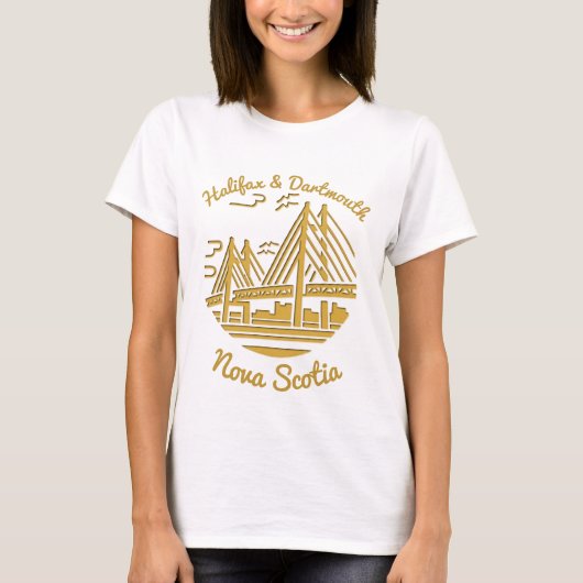 Halifax and Dartmouth Nova Scotia T - Shirt gold (Vorderseite)